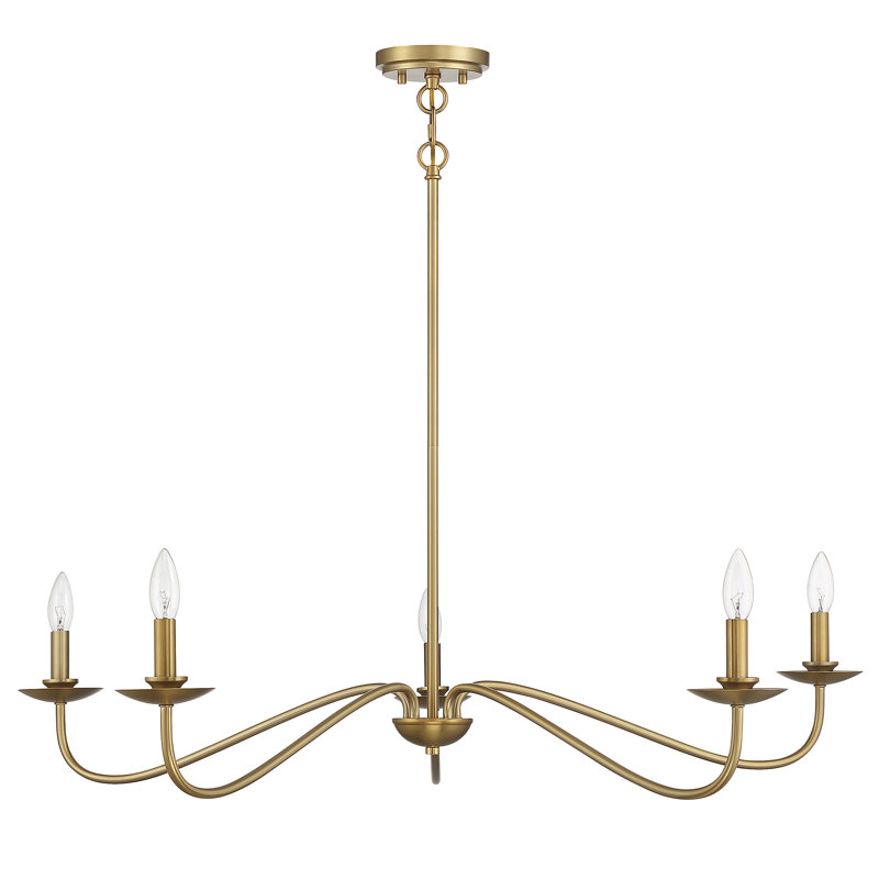 Lustre à 5 lumières de style bougie Abigeal, Laiton naturel