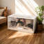 Cage à hamster résistante à la mastication, cage de cochon d'Inde en bois de 32 po pour petits animaux, plateau ouvert avec panneaux en acrylique faciles à voir pour hamster, lapin, cochon d'Inde, hérisson (L 32 po x l 15,7 po x H 15,7 po)
