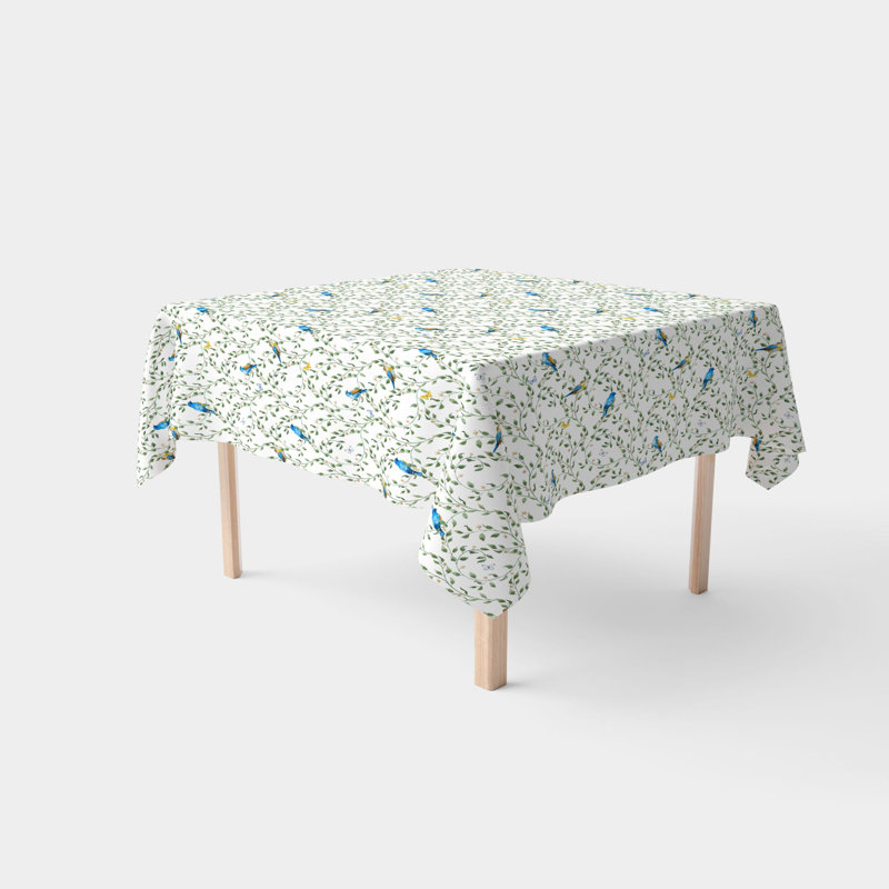 Brestington Square Tablecloth, 100% Cotton, 60x60", Birds On Vines