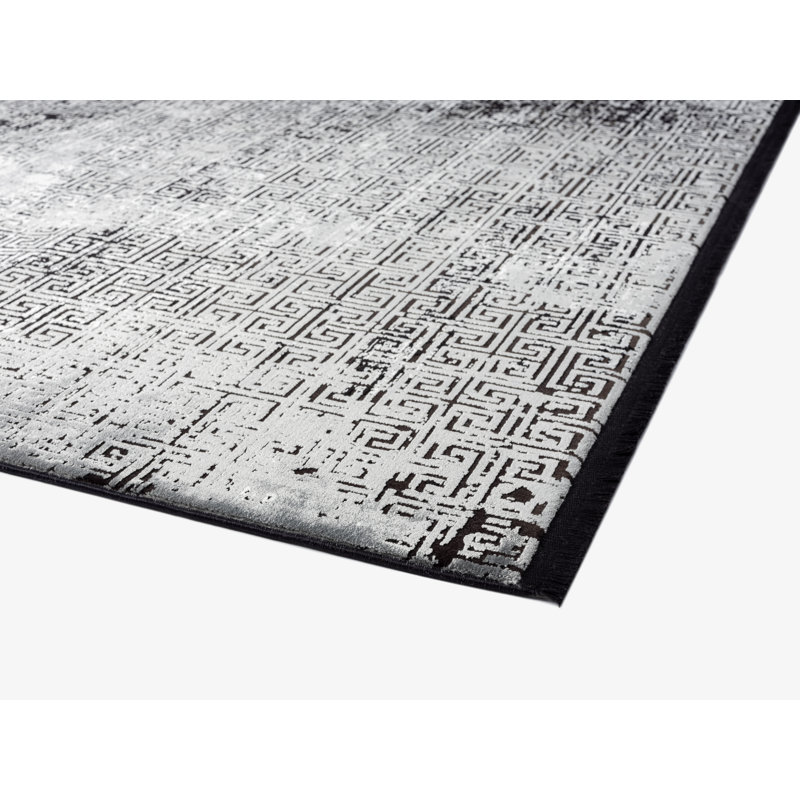 Tapis abstrait gris, Rectangle 5 pi 3 po x 7 pi 7 po