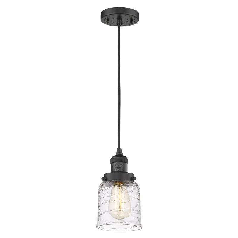 Luminaire suspendu en forme de cloche à 1 lumière Saenz, Noir mat