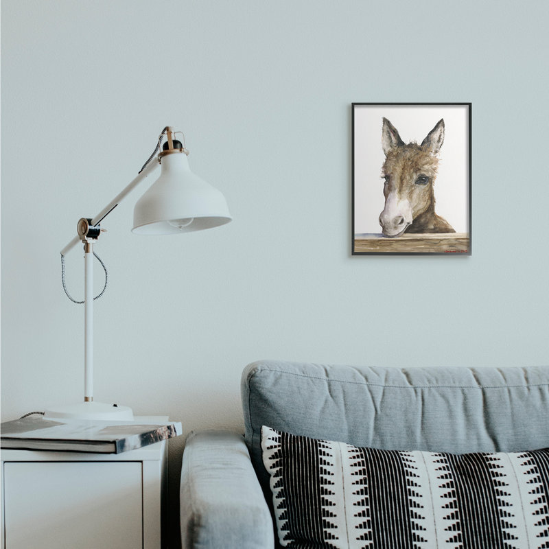Bébé âne, adorable animal de ferme, Giclée encadrée noir minuit, H 14 po x l 11 po