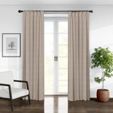 Elsie Linen Look Pinch Pleat Drapery Panels Pair