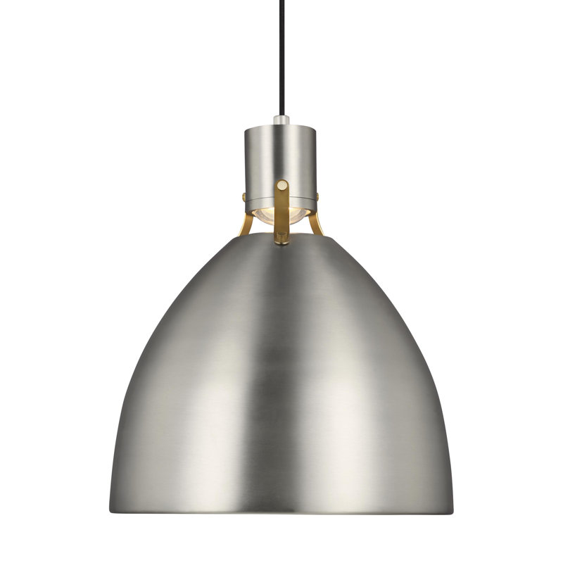 Luminaire suspendu simple à 1 lumière DEL à intensité variable Uma, H 19,75 po x l 16,5 po x P 16,5 po, Nickel satiné