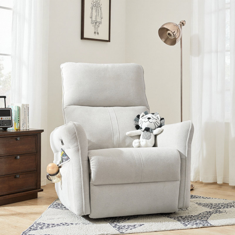 Electric 270° Swivel Rocker Recliner Chair - Modern Space-Saving Recliner with USB Ports, for Nursery, Living Room & RV