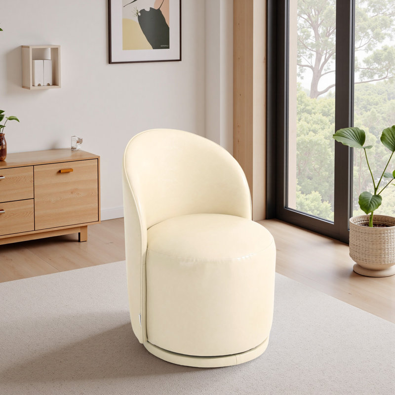 Upholstered Swivel Barrel Chair, Cream