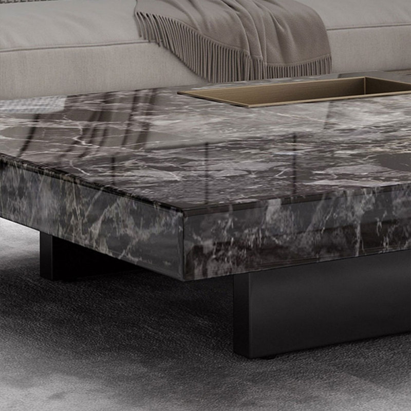 Table basse carrée en acier inoxydable, H 11,81 po x L 39,37 po x l 39,37 po