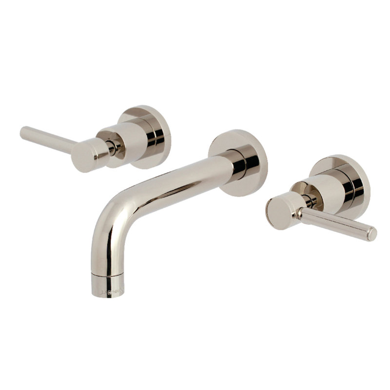 Kingston Brass Concord Two-Handle 3-Hole Wall Mount Bathroom Faucet, Polished Nickel