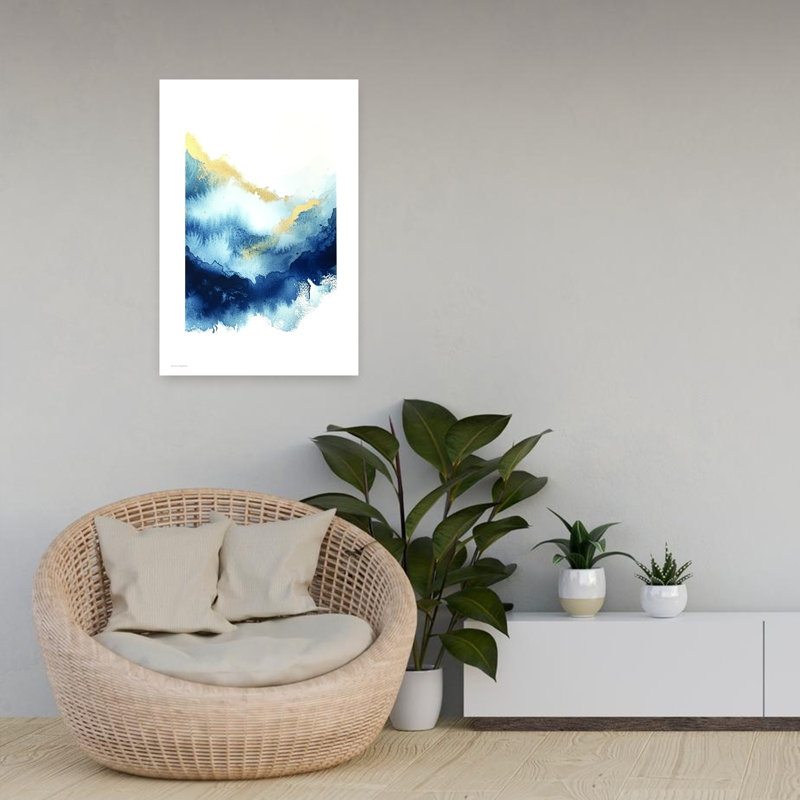 «Midnight Gold Playful Whimsical Abstract», art mural, H 24 po x l 16 po
