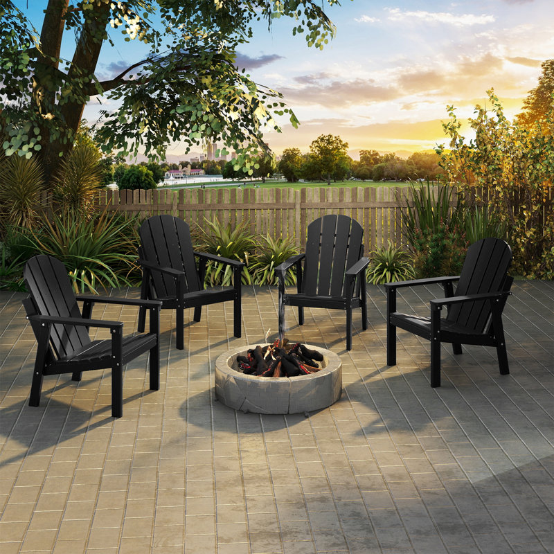 Abdinour Outdoor Adirondack Set, Black