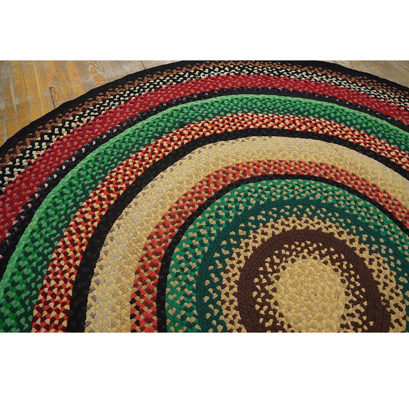 Tapis tressé antique américain Happy Jewel Tone