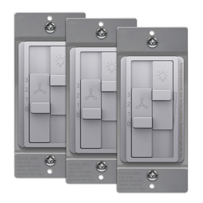 TopGreener Kalide 15 Tamper Resistant 150 Watt Slide 3-Way Dimmer - Silver (3-Pack)