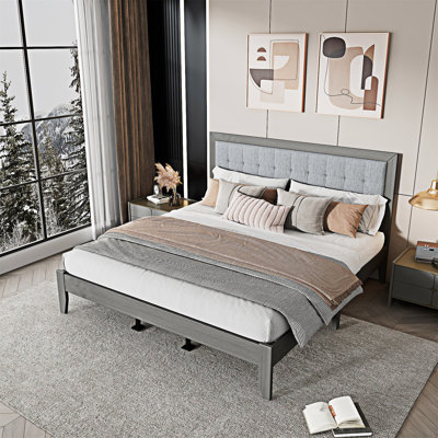 Platm Bed With Upholstered Headboard