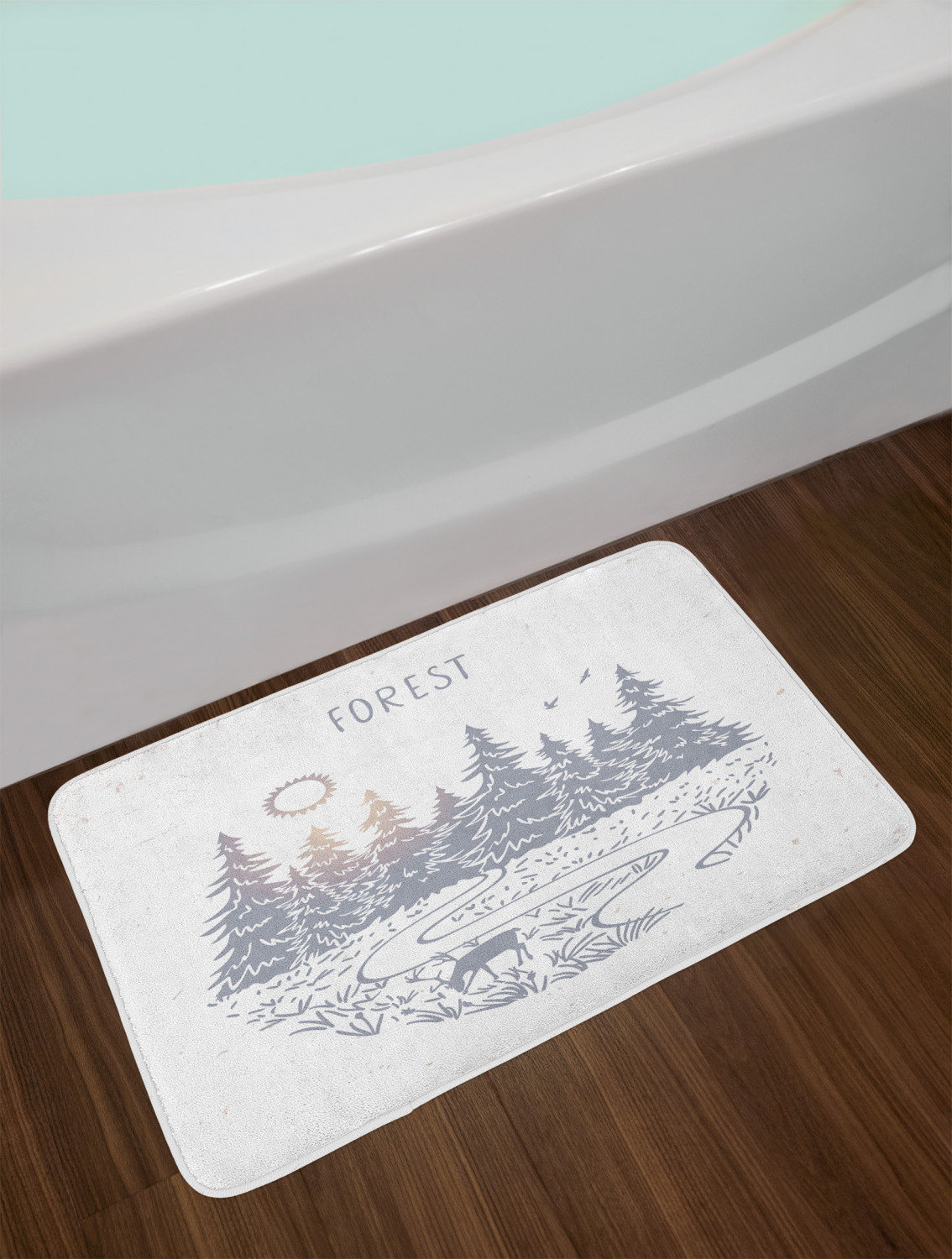 Spruce Tree Rug East Urban Home Nature Silhouette of A Spruce Forest with Sunrise Early ...