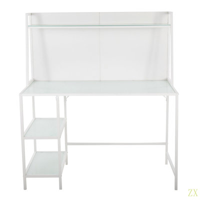 Bureau contemporain en métal et verre givré Geo Tier par Lumisource, idéal pour le bureau ou le bureau dans la chambre à coucher ou le salon