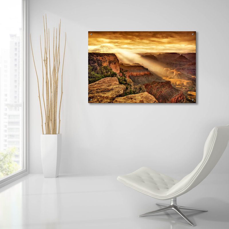 Art mural en verre épique «Canyon Sunset 6» par David Drost, 36 po x 24 po, H 24 po x l 36 po