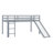 Sturdy Rubberwood Kids Loft Bed With Built-In Storage, Safety Ladder And Full Guardrails-1320298150