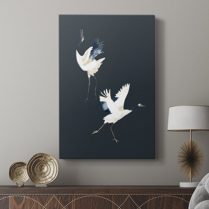 Cranes on Indigo II - galerie sur mesure Cavas, H 27 po x l 18 po