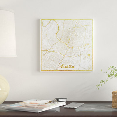 " Austin Gold Leaf Urban Blueprint Map " by Hubert Roguski