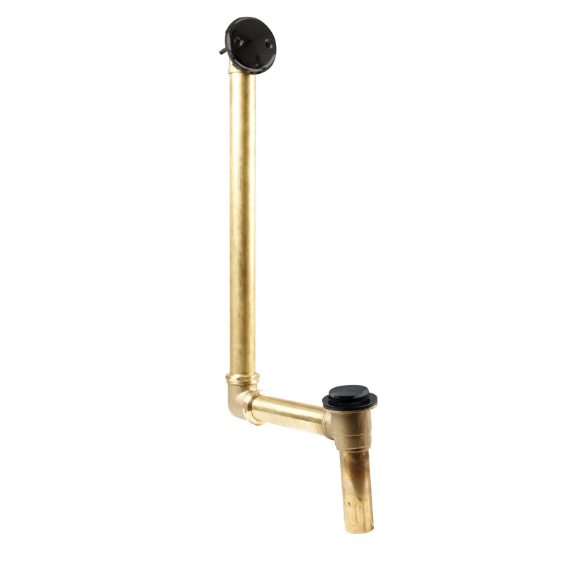 18" Direct Connect Shoe Outlet Tip-Toe Bathtub Leg Drain Assembly with 2-Hole Overflow, Matte Black