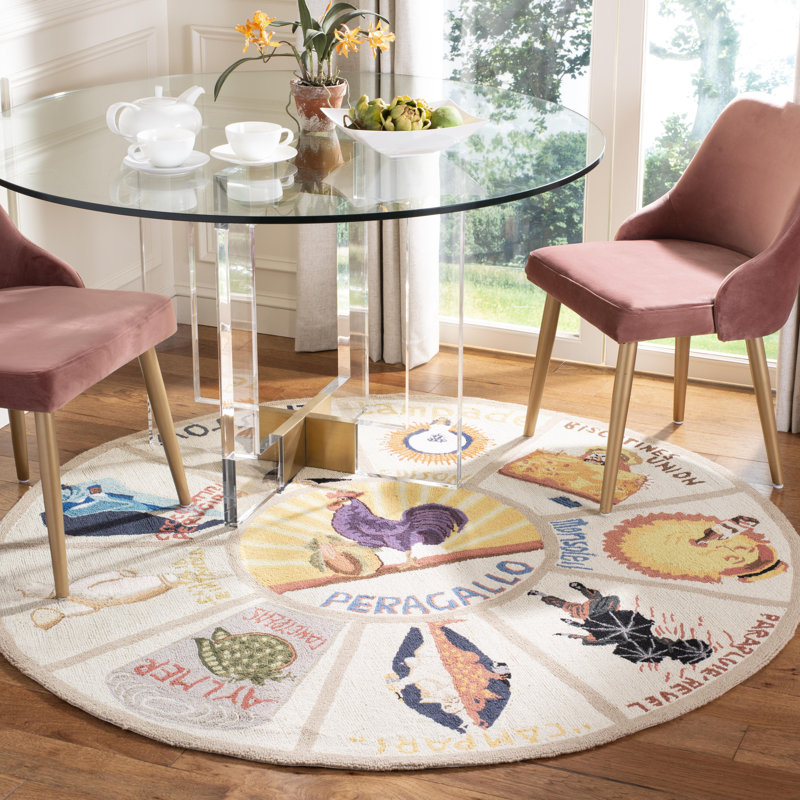 Tapis en laine crocheté à la main Brayton, Rond 8 pi