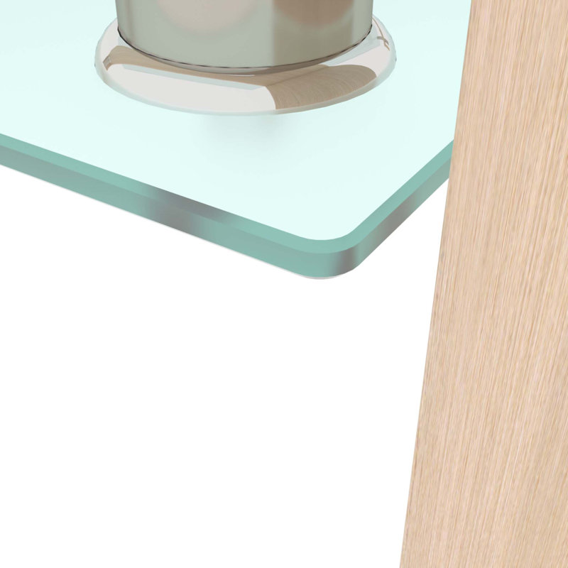 Fraiya Rectangle Coffee Table with Tempered Glass & MDF Storage Shelf, Modern Living Room or Office Center Table, Beige