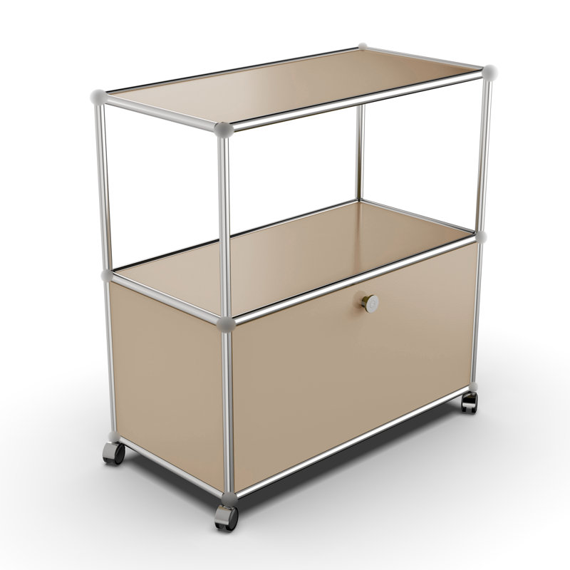 Storage Sideboard File Cabinet Dining Cabinet With Wheels, Light Brown