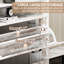 Armoire à chaussures blanche pour les entrées, 2 tiroirs rabattables avec fentes réglables, rétro rustique, basculante, option polyvalente Support à la maison: blanc, fentes et tablette design