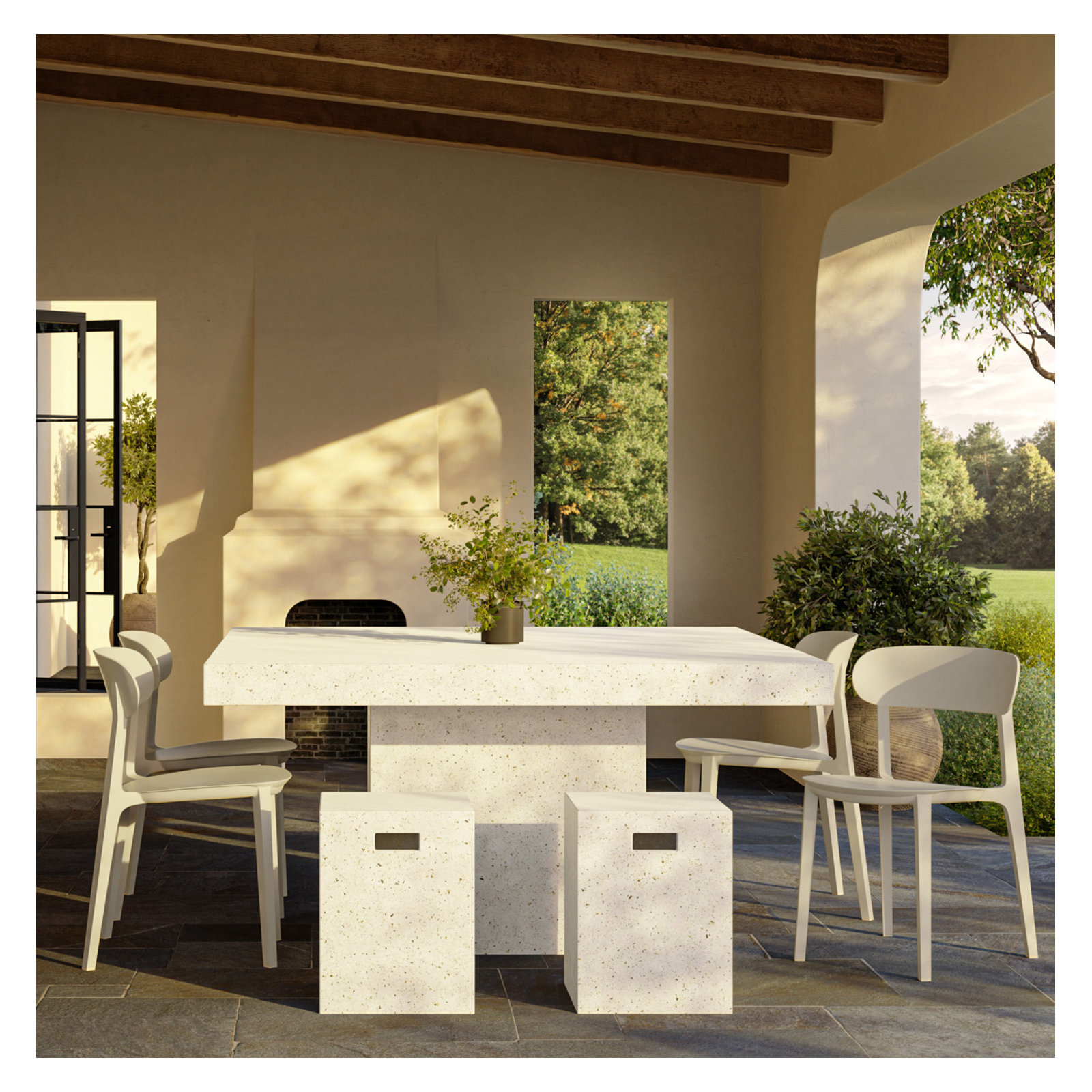 Janicka Spencer Eco-Friendly Outdoor Stacking Chair, Beige
