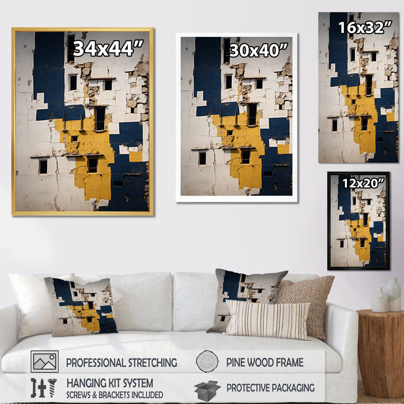 Hier, c'est l'histoire - Reproduction d'art géométrique moderne, Cadre simple noir, H 20 po x l 12 po x P 1 po