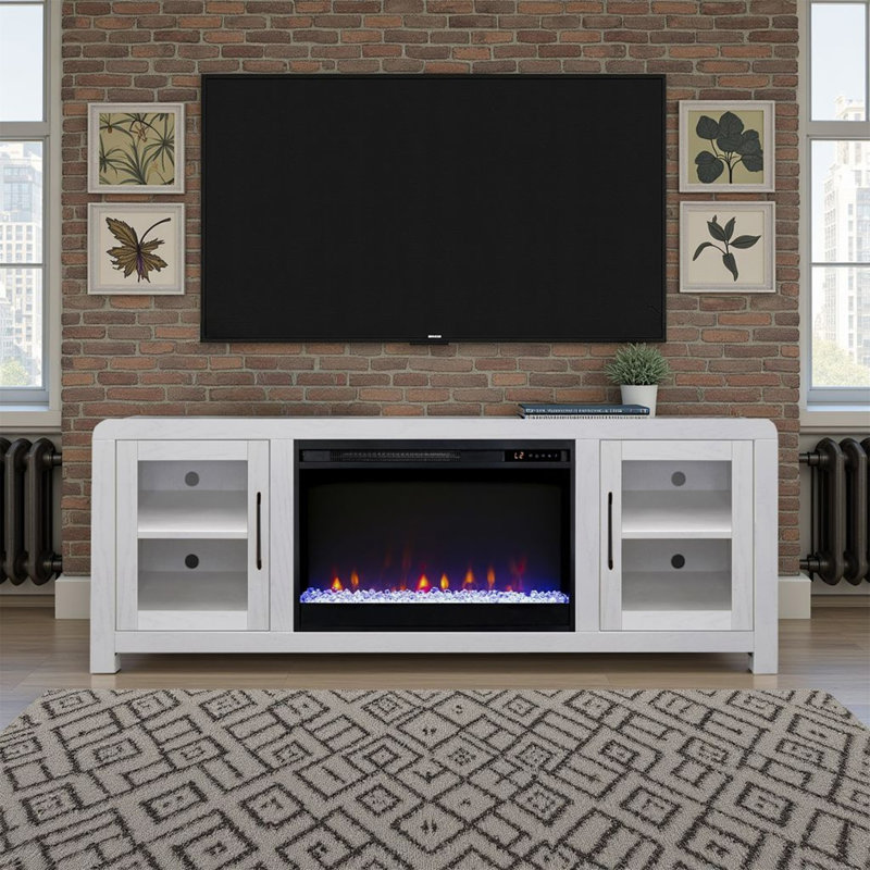 Meuble télé 65 po avec portes en verre Haven, H 26 po x L 65 po x l 17 po