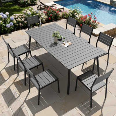 Cyanni 8 - Person 82.5'' L Outdoor Dining Set with Umbrella Hole