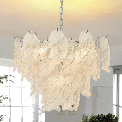 5-light Dimmable Tiered Chandelier With Crystal Accents
