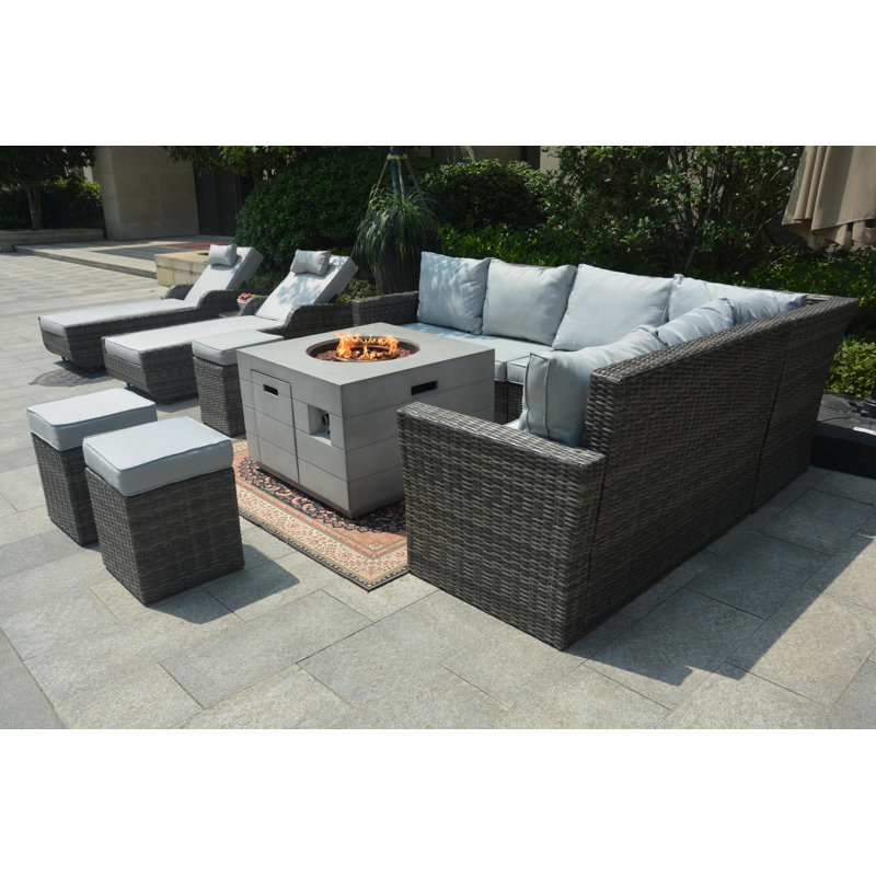 10 - Person Patio Conversation Set with Cushions