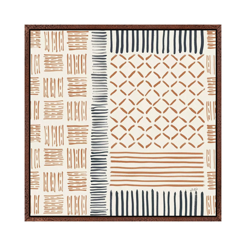 Late Summer Bouquet Pattern VI Warm 1 Piece Wall Art on Canvas, 93.98cm H x 93.98cm W x 3.81cm D, Classic Brown Wood Framed