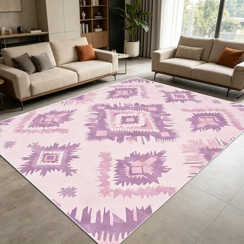 1PC Purple Boho Aztec Geometric Southwestern Pattern area rugs for Living Room, Soft and Comfortable, Suitable for all seasons, easy-to-maintain, machine washable Indoor floor mat, Under Table Farmhouse suitable for entryway, bedroom, dining room,
