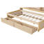 Structure de lit simple de couleur naturelle avec compartiments latéraux, tablettes modernes, 2 tiroirs, douille-2058061666
