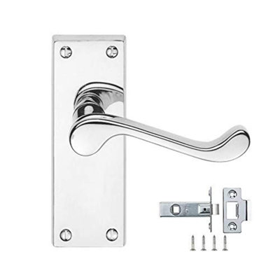 Golden Grace 5 Sets Victorian Scroll Door Handles in Polished Chrome with Latches Pack