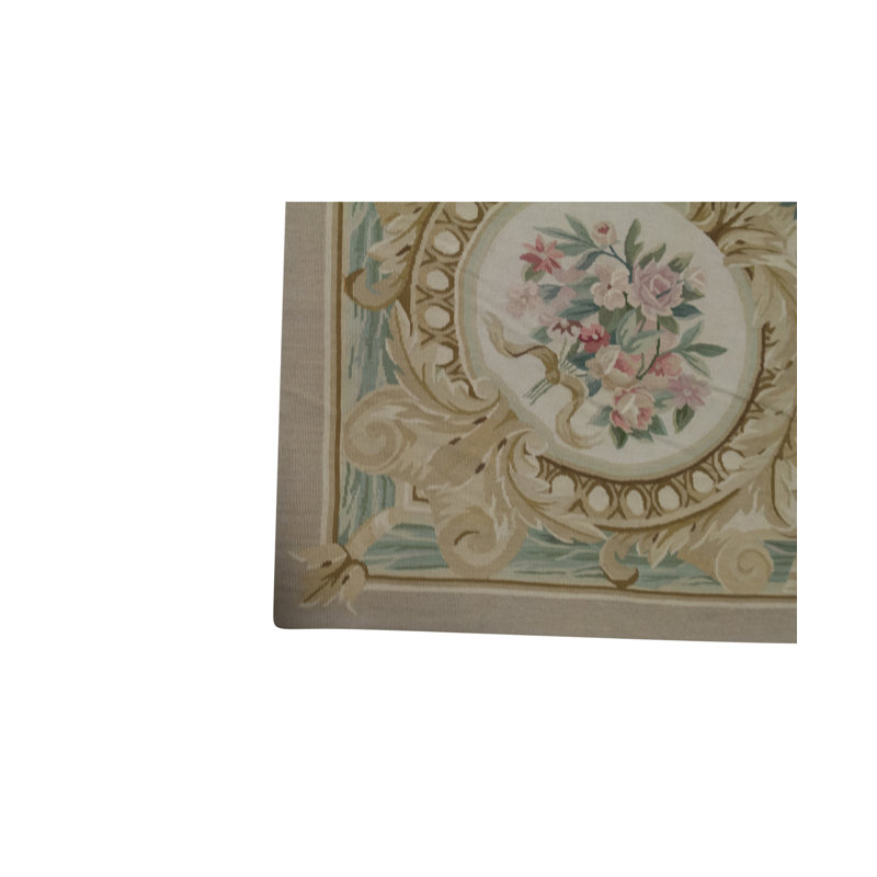 Tapis beige et rouge noué à la main de haute qualité