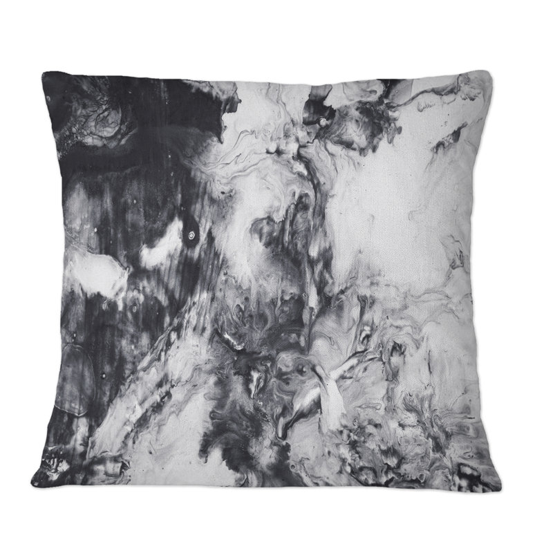 Coussin décoratif imprimé moderne bleu, gris et blanc, 16 po x 16 po