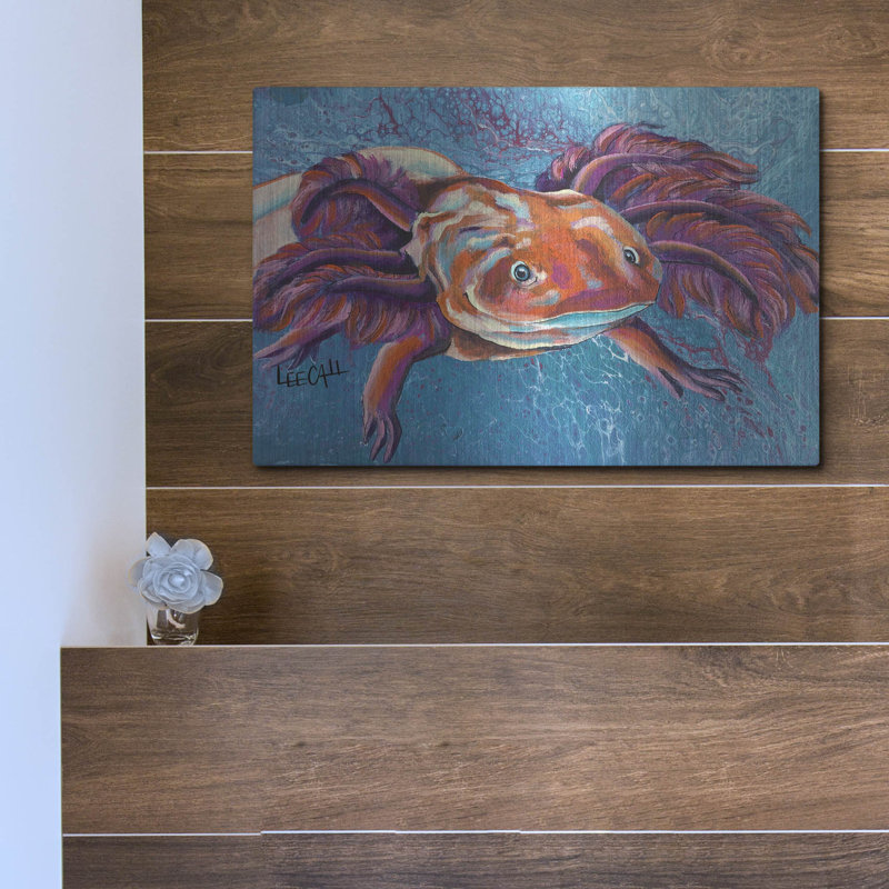 «Axolotl» par Dawg Painter, art mural en métal, H 12 po x l 16 po