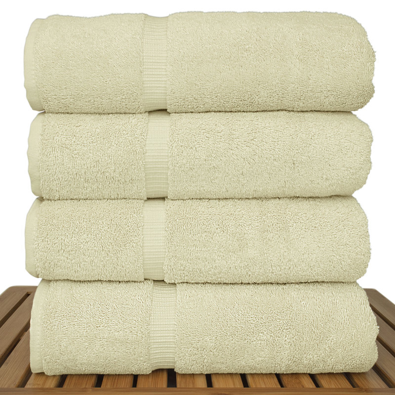 Ensemble de serviettes de bain en coton turc 2 pièces Wellston, Crème, 4