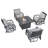 Roam 5 Piece Handwoven Rattan Outdoor Propane Gas Fire Table Set With Cushions-1143535231-1126405420