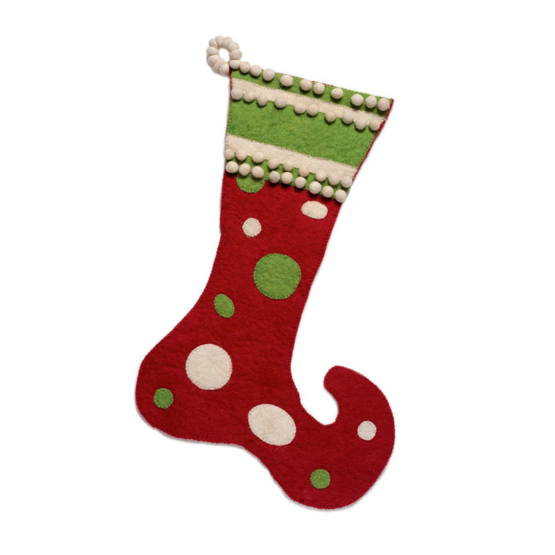 Handmade Jester Christmas Stocking, Red/Green/White