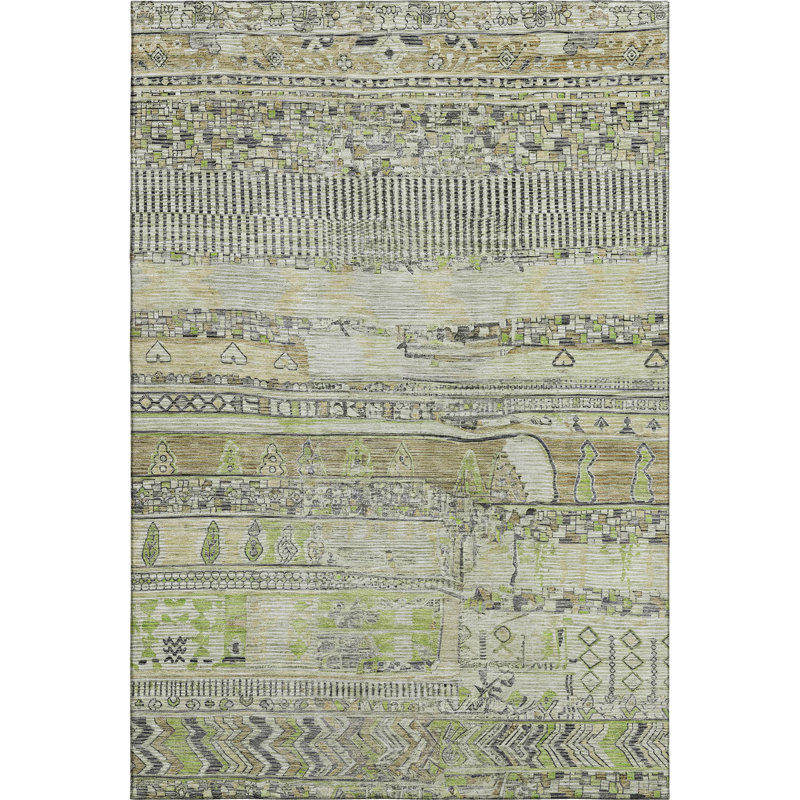 Premium Machine Washable Ashington AMF1835 Stripes Rug, Rectangle 9' x 12'