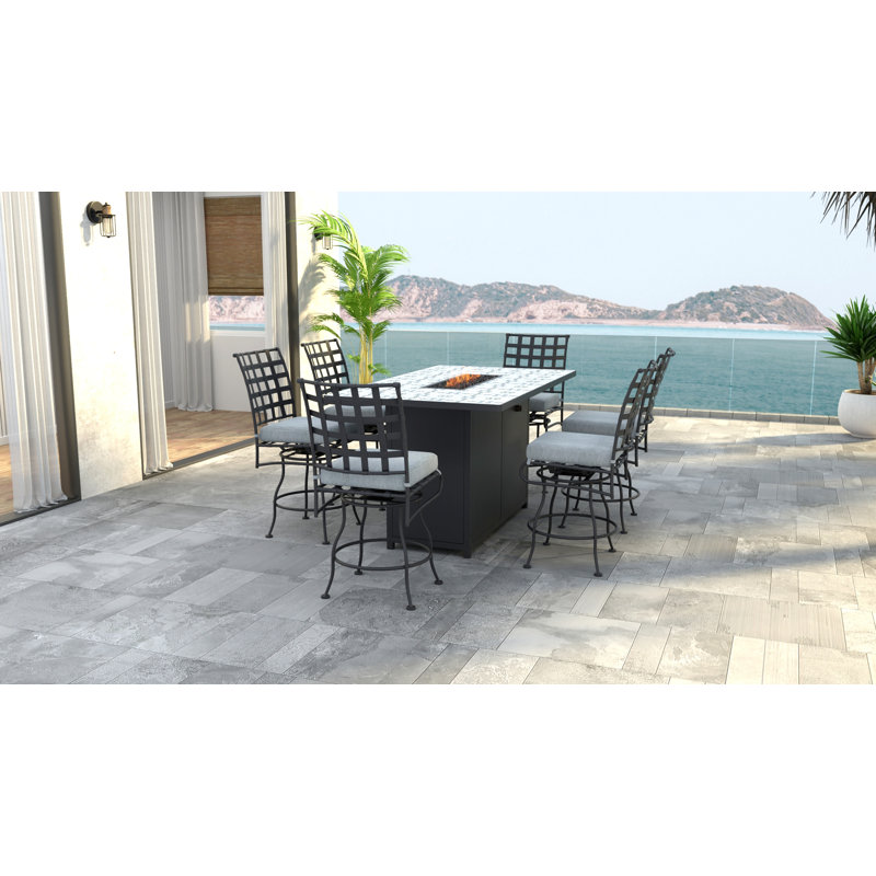 Classico-W Outdoor Swivel Bar Stool, Graphite, Alcazar Redwood