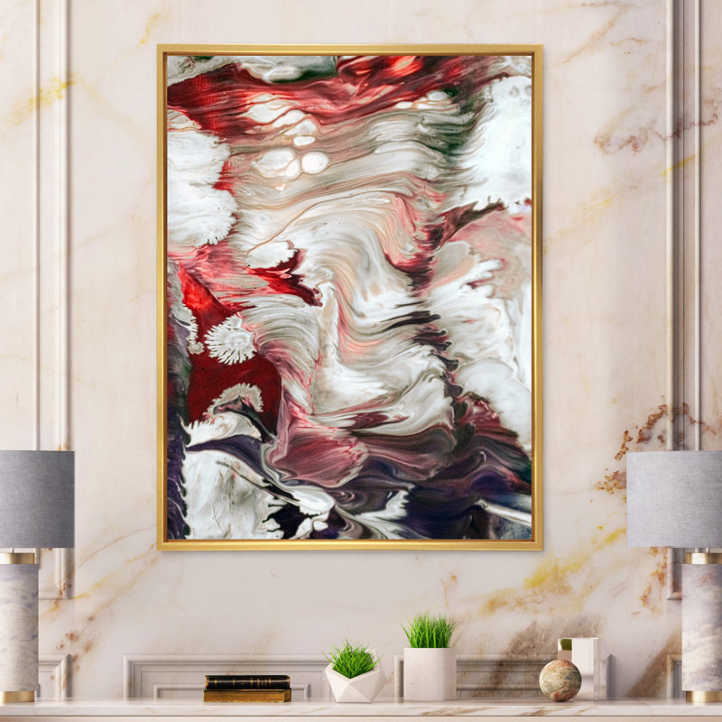 «Beautiful Mixed Abstract Fluid III», décoration murale moderne en toile, H 20 po x l 12 po x P 1 po, Cadre flottant doré
