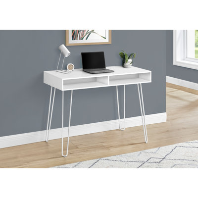 Bureau d'ordinateur, bureau personnel, ordinateur portable, installation à gauche, à droite, tiroirs de rangement, L 40 po, métal stratifié, contemporain, moderne