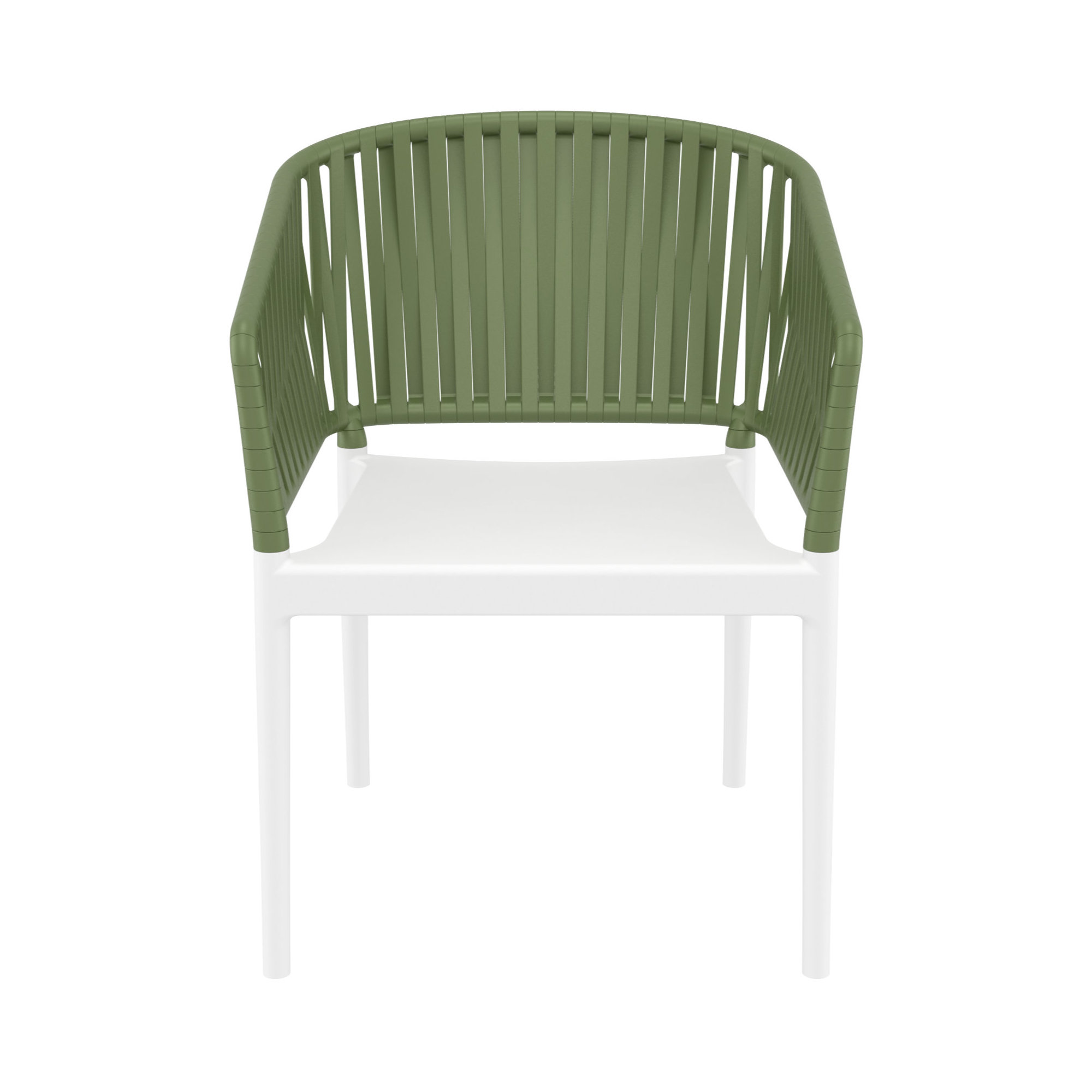 Newport Outdoor Stacking Dining Armchair, Olive Green/White