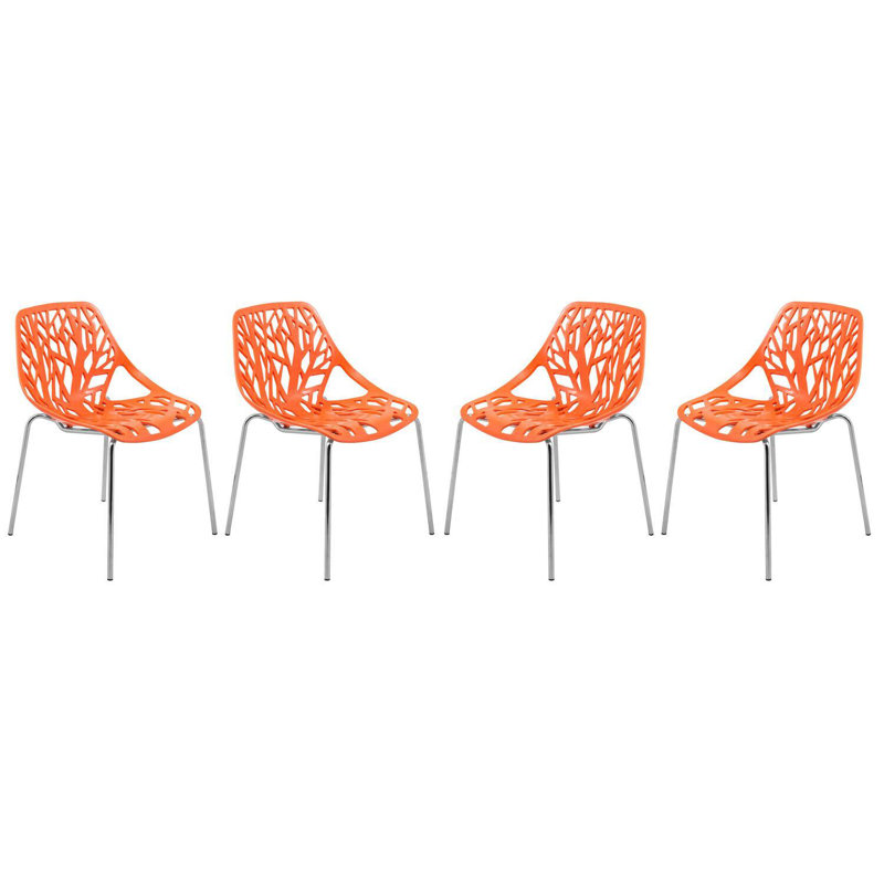 Chaise d'appoint avec pieds chromés - ensemble de 4, Orange